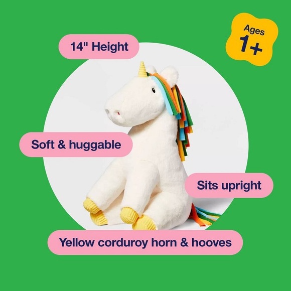 New with tag! White Unicorn Rainbow Mane Soft Plush Stuffed Animal - Picture 3 of 11